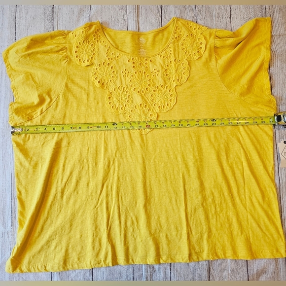St. John's Bay Women's Plus Size 5X Yellow Top Eyelet Bib 100% Cotton New w Tag - Picture 7 of 7